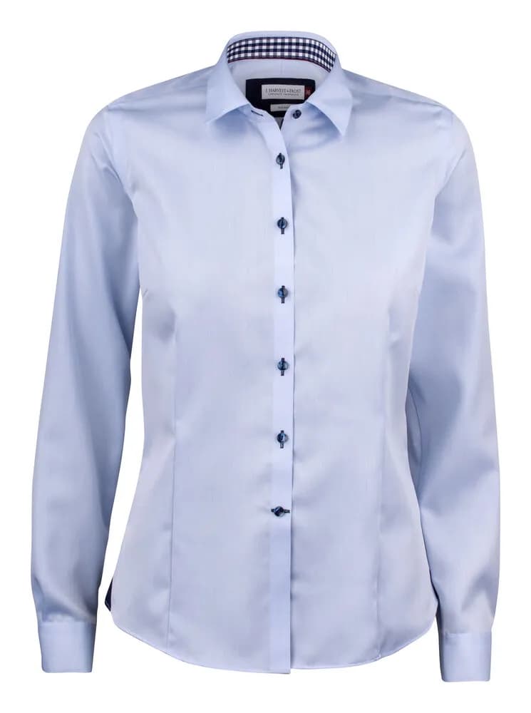 RB20 Twill Damen Blusen - Hellblau/Marine