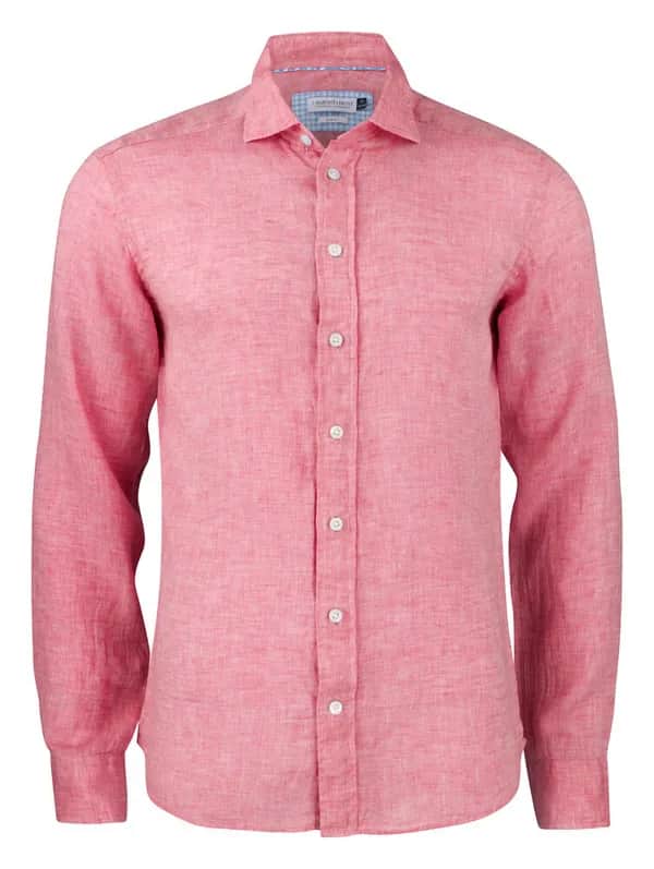 IB33 Linen Hemd Slim Fit Herren - Rot