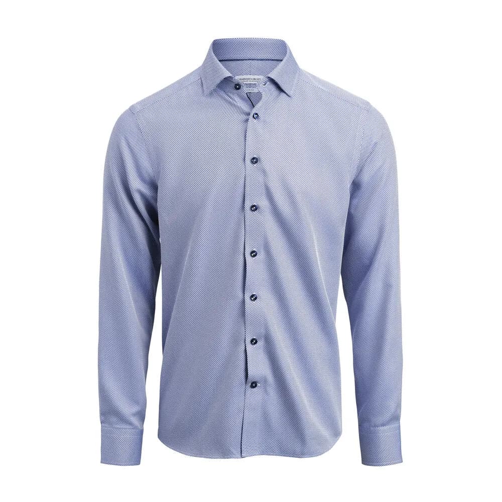 YB55 Jacquard Hemd Regular Fit Herren - Kristallblau