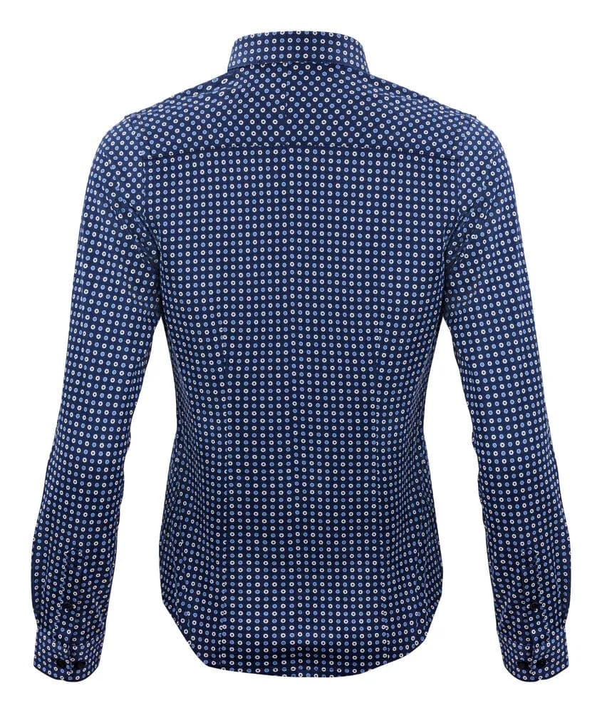 IB131 Pique Knit Damen Blusen - Blau Muster