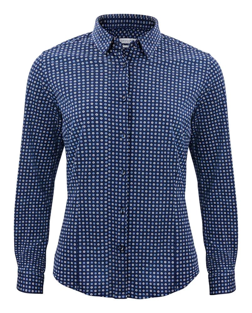 IB131 Pique Knit Damen Blusen - Blau Muster