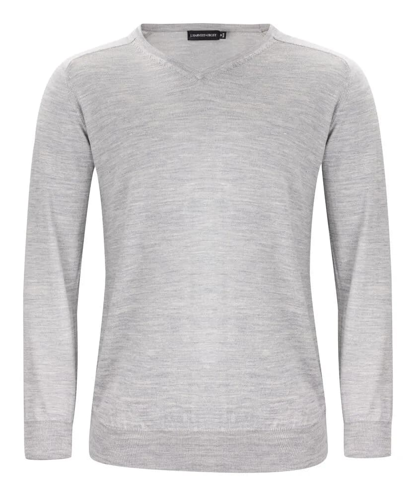 Merino V Strickpullover Herren - Hellgraues Meliert
