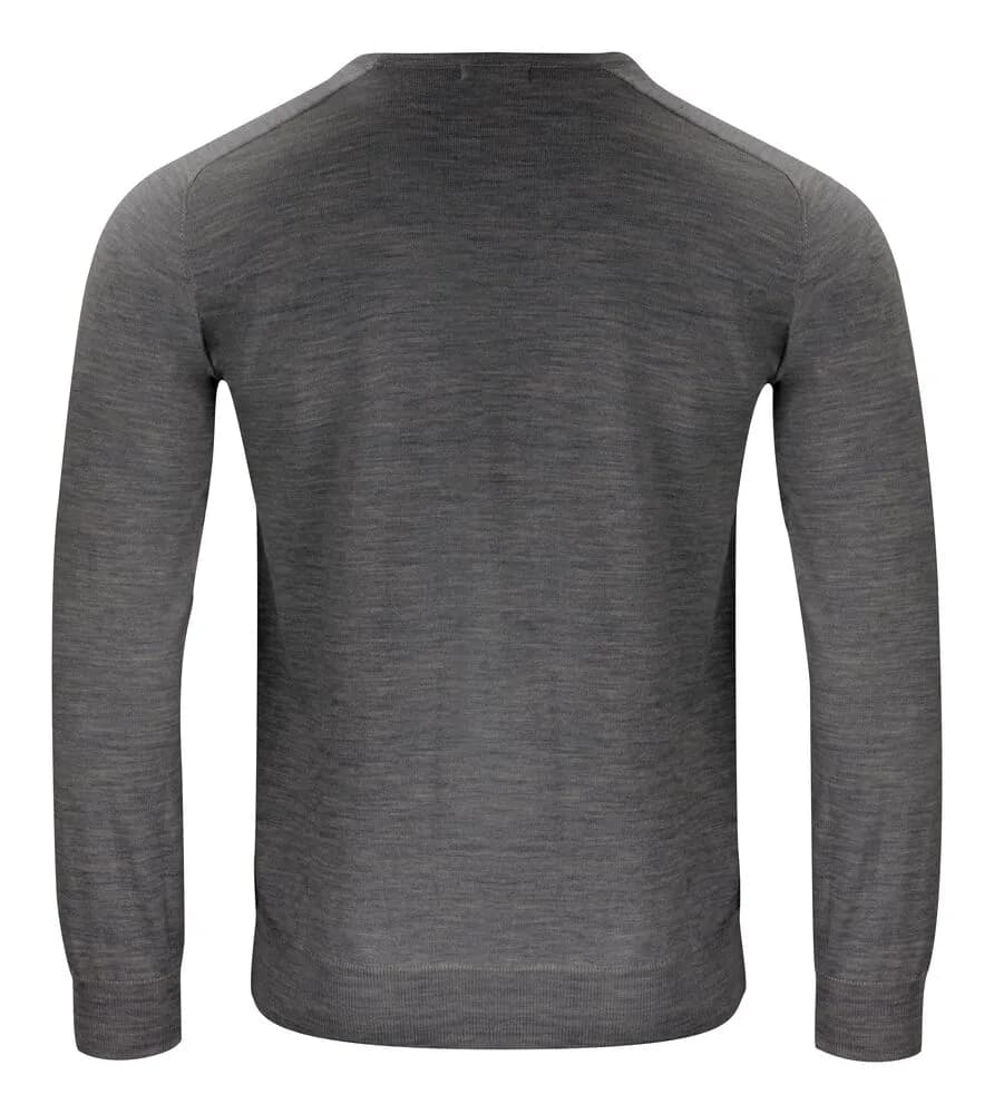 Merino U Strickpullover Herren - Grau Meliert