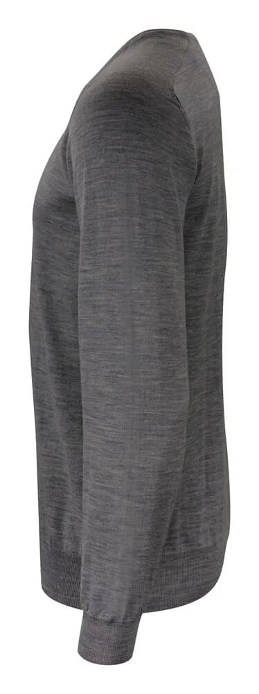 Merino U Strickpullover Herren - Grau Meliert