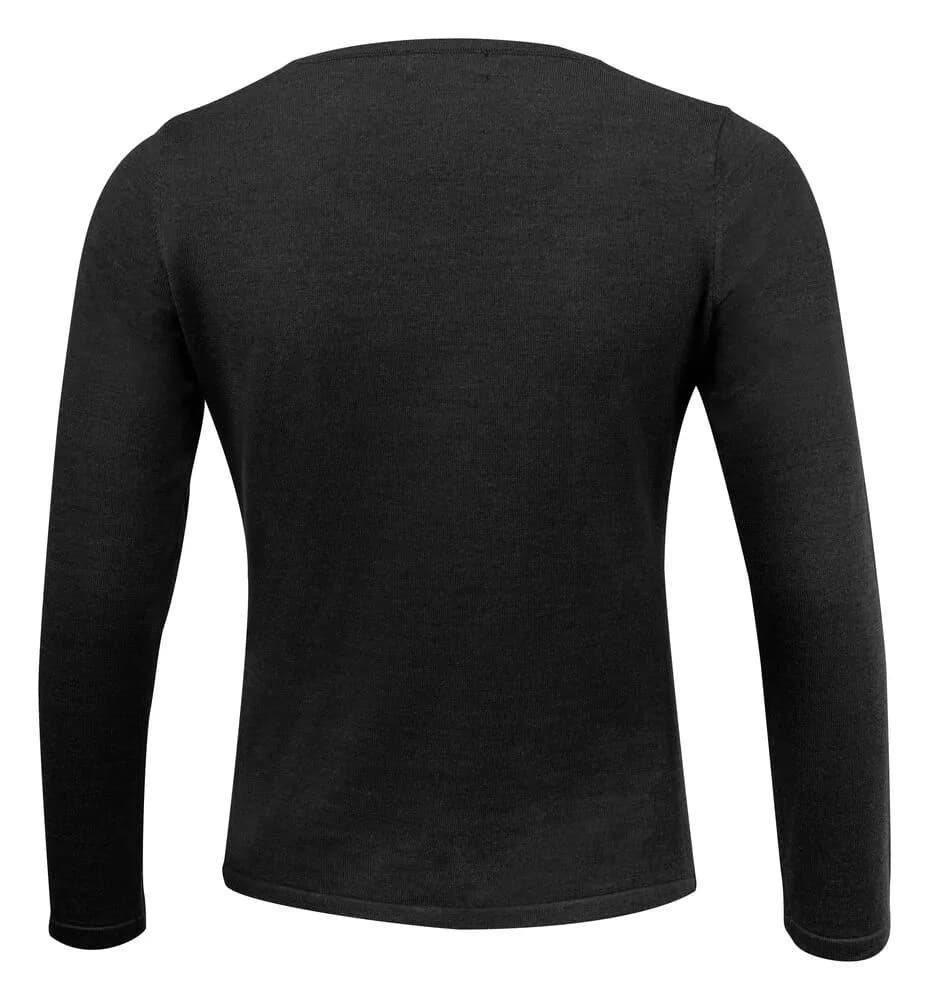 Merino U Strickpullover Damen - Schwarz