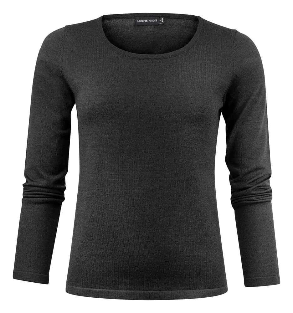Merino U Strickpullover Damen - Schwarz