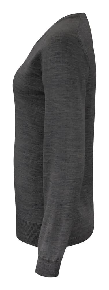 Merino U Strickpullover Damen - Grau Meliert