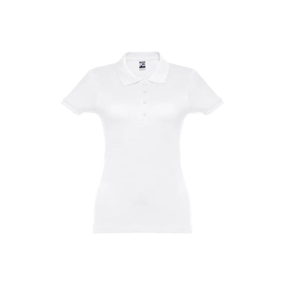 Kurzarm-Poloshirt mit Gürtel für Damen aus kardierter Baumwolle - THC EVE WH - Weiß
