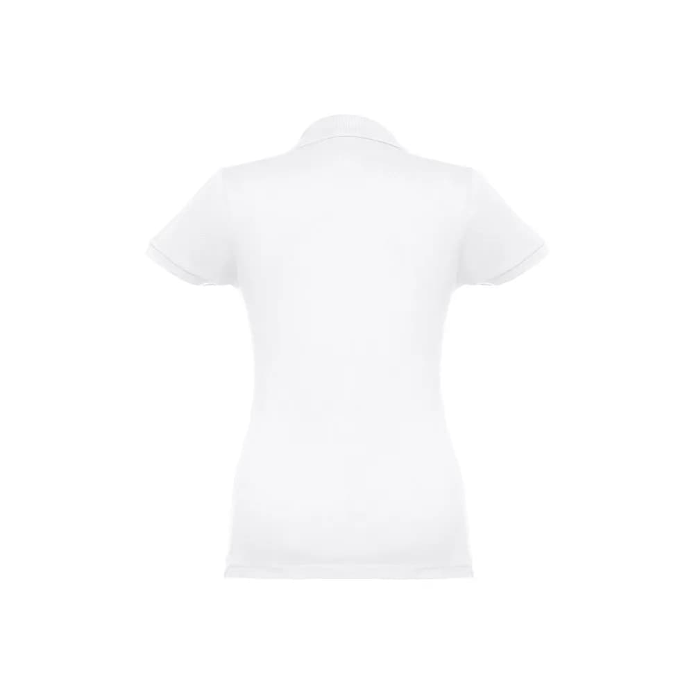 Kurzarm-Poloshirt mit Gürtel für Damen aus kardierter Baumwolle - THC EVE WH - Weiß