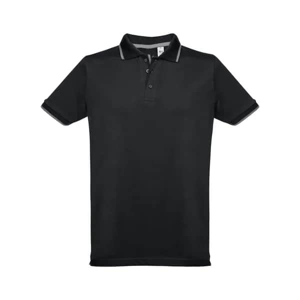 Zweifarbiges Baumwoll-Poloshirt für Herren - THC ROME - Schwarz