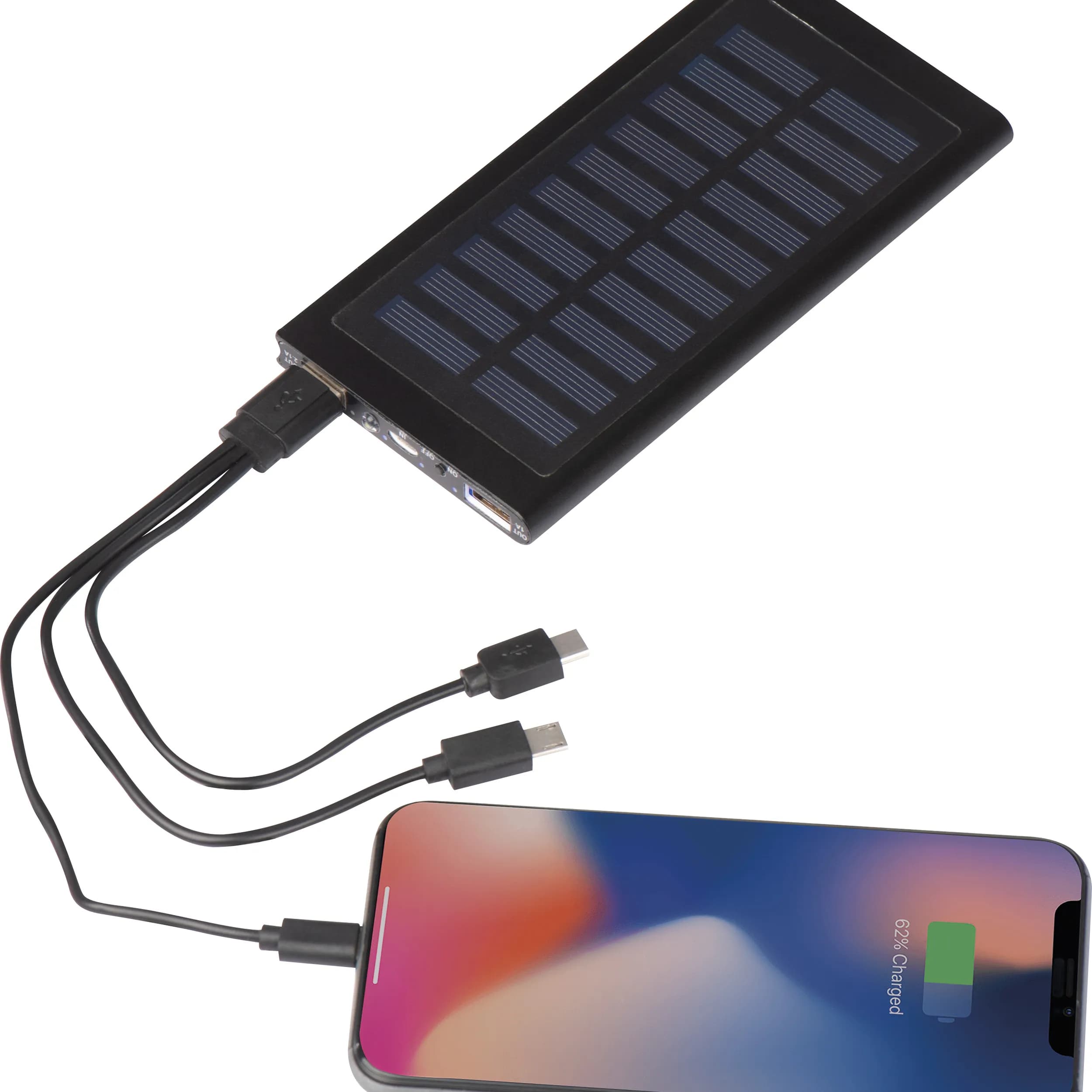 Solar Powerbank aus Metall 8.000mAh SAVERIO - schwarz