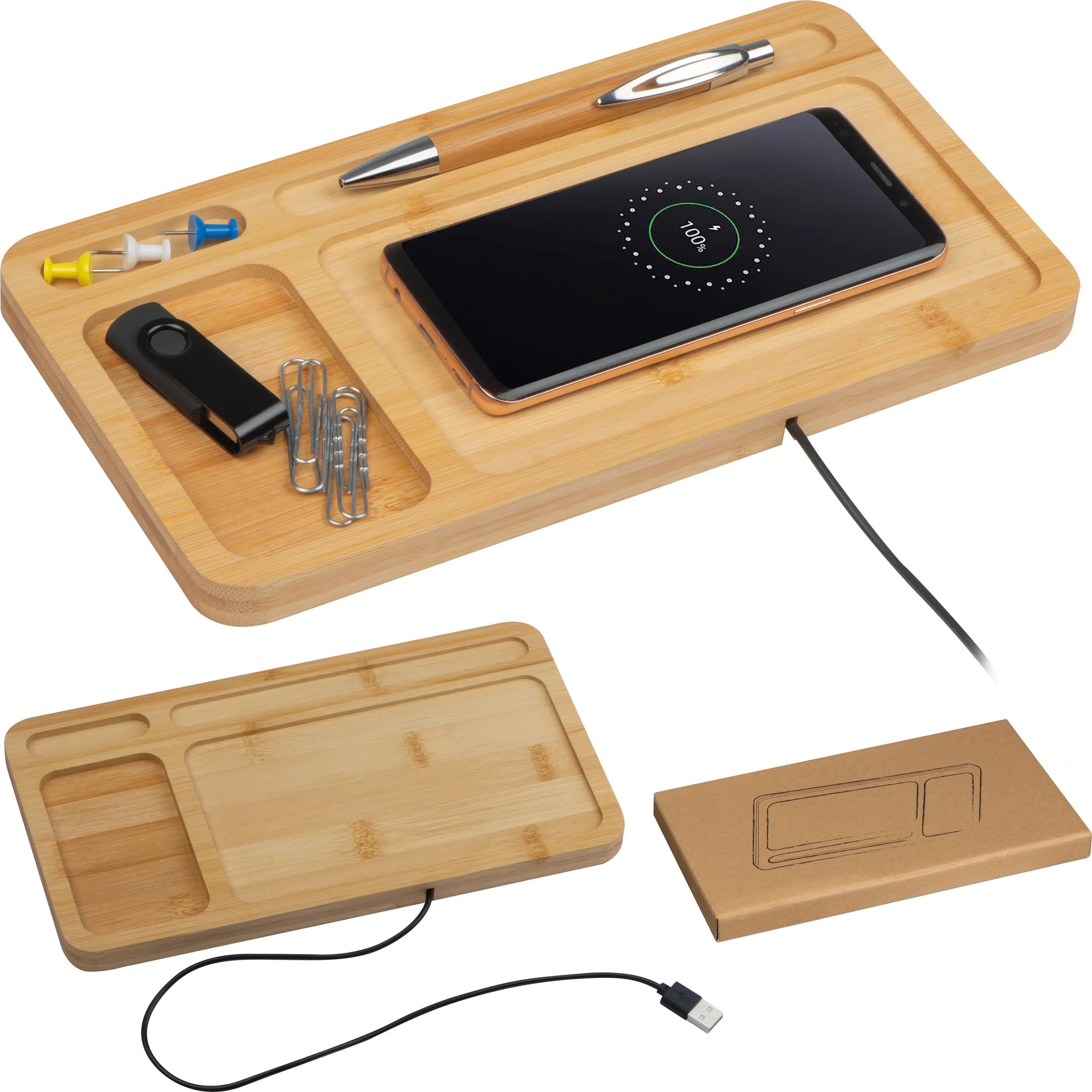 Deskorganizer mit integriertem Charger ISABELLE - beige