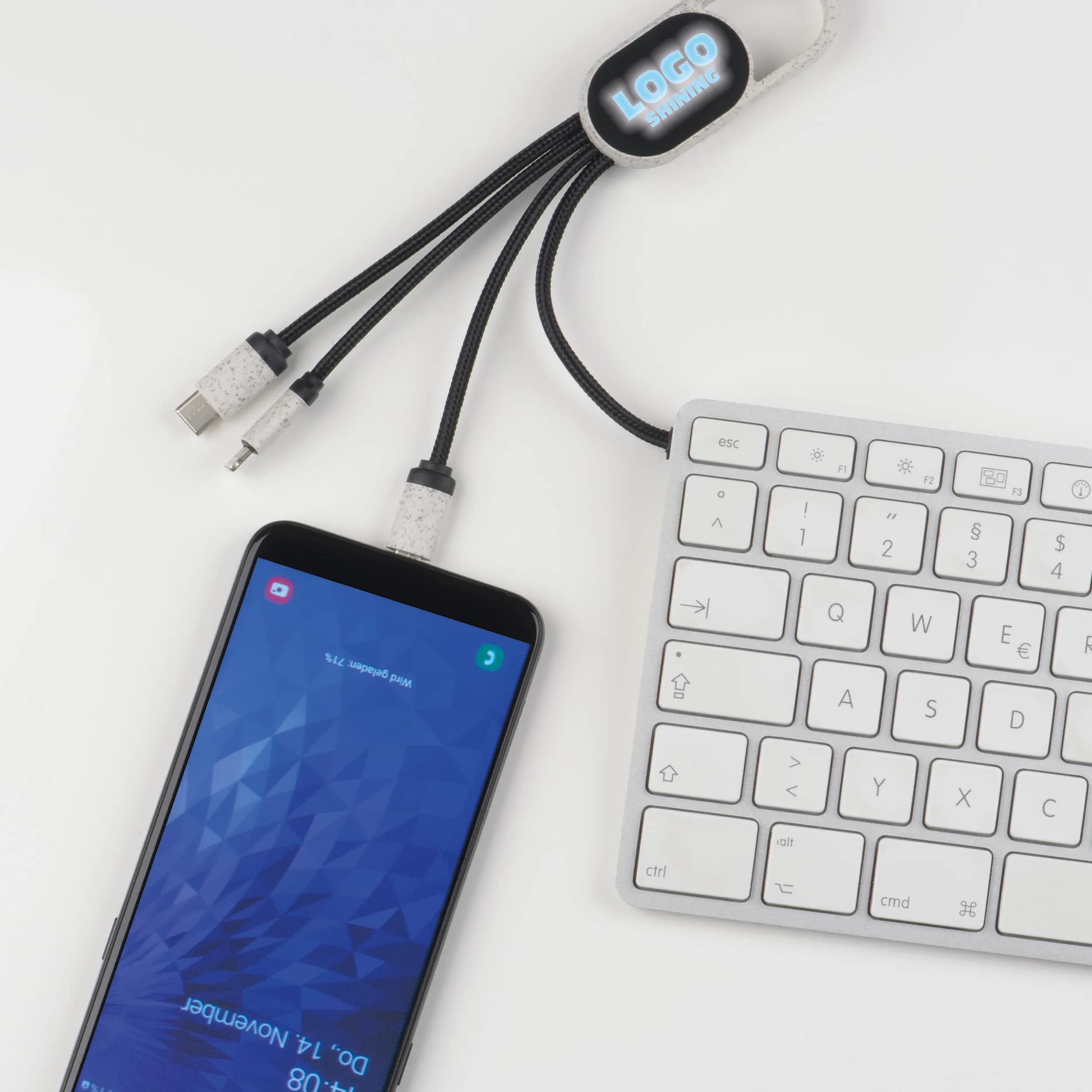 Ladekabel aus Weizenstroh mit Leuchtfunktion CARMEN - beige