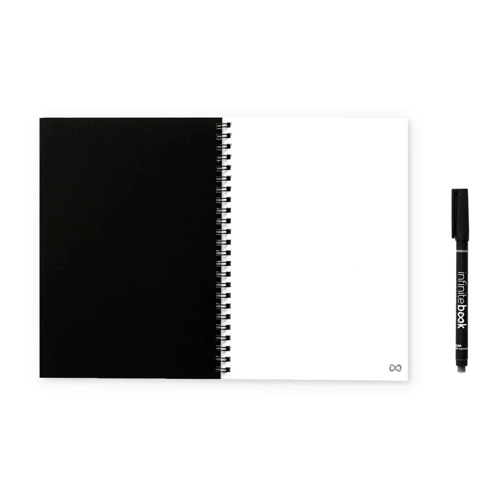 Infinitebook mit flexiblem Einband und 15 unlinierten Whiteboard Seiten - INFINITEBOOK PLAIN A5 - Schwarz