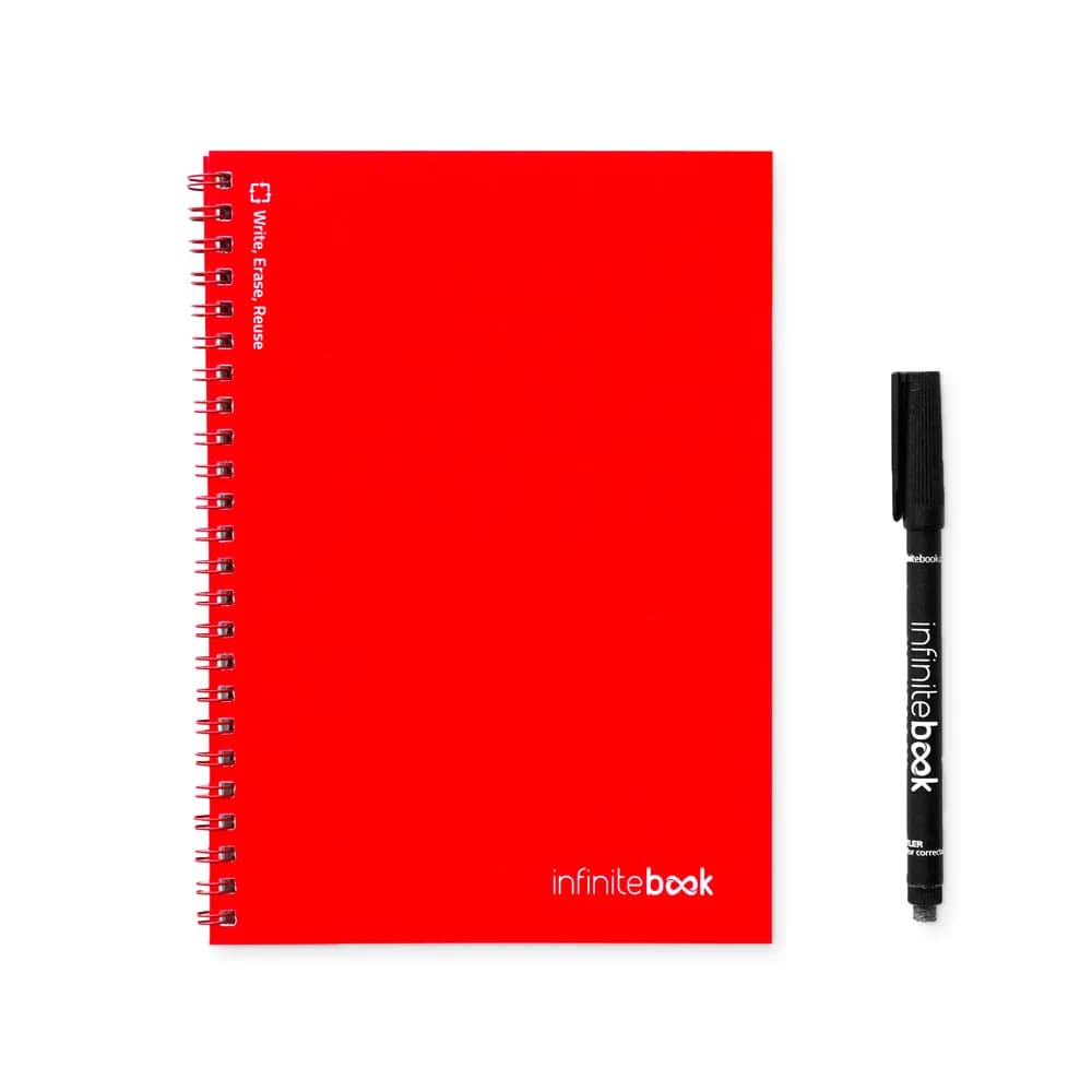 Infinitebook mit flexiblem Einband und 15 unlinierten Whiteboard Seiten - INFINITEBOOK PLAIN A5 - Rot
