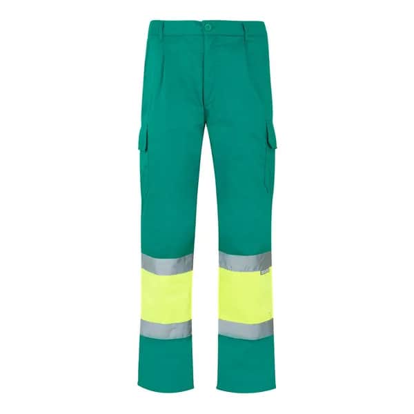 Zweifarbige Hose aus Twill (210 g/m²), gefüttert, mit mehreren Taschen, aus Baumwolle (20%) und Polyester (80%) - VL ATHENA - Grün