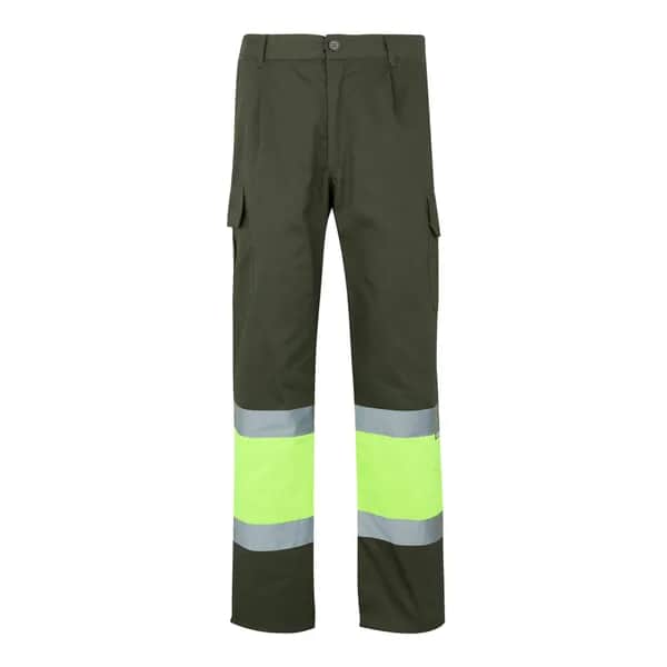 Zweifarbige Hose aus Twill (210 g/m²), gefüttert, mit mehreren Taschen, aus Baumwolle (20%) und Polyester (80%) - VL ATHENA - Khaki