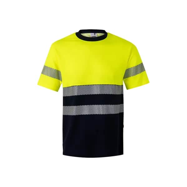 Zweifarbiges T-Shirt aus Piqué (150 g/m²), aus Baumwolle (55 %) und Polyester (45 %) - VL BASTET - Marineblau