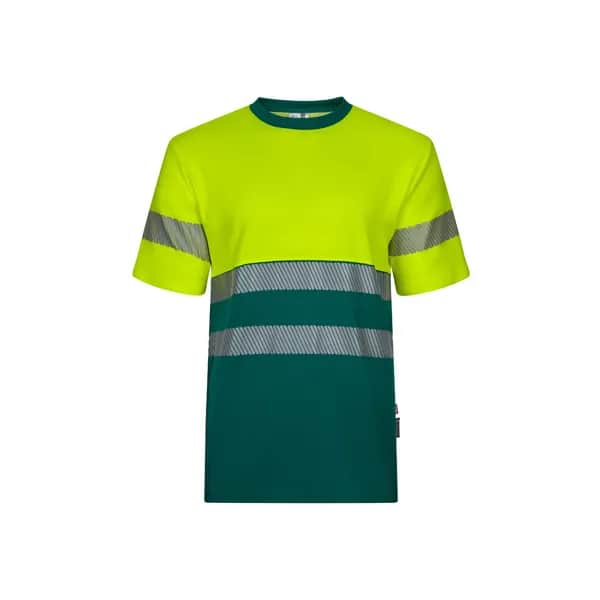 Zweifarbiges T-Shirt aus Piqué (150 g/m²), aus Baumwolle (55 %) und Polyester (45 %) - VL BASTET - Grün