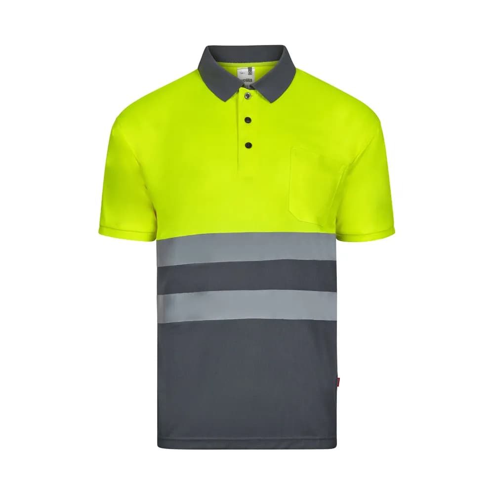 Poloshirt (140g/m²) im Bird-Eye-Design mit kurzen Ärmeln, aus Polyester (100%) - VL FORTUNA - Grau