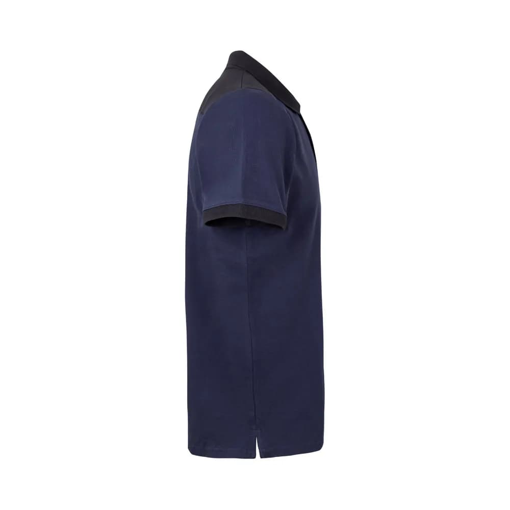 Zweifarbiges Stretch-Piqué-Poloshirt (200 g/m²) mit kurzen Ärmeln, aus Polyester (96 %) und Elastan (4 %) - VL VELES - Blau