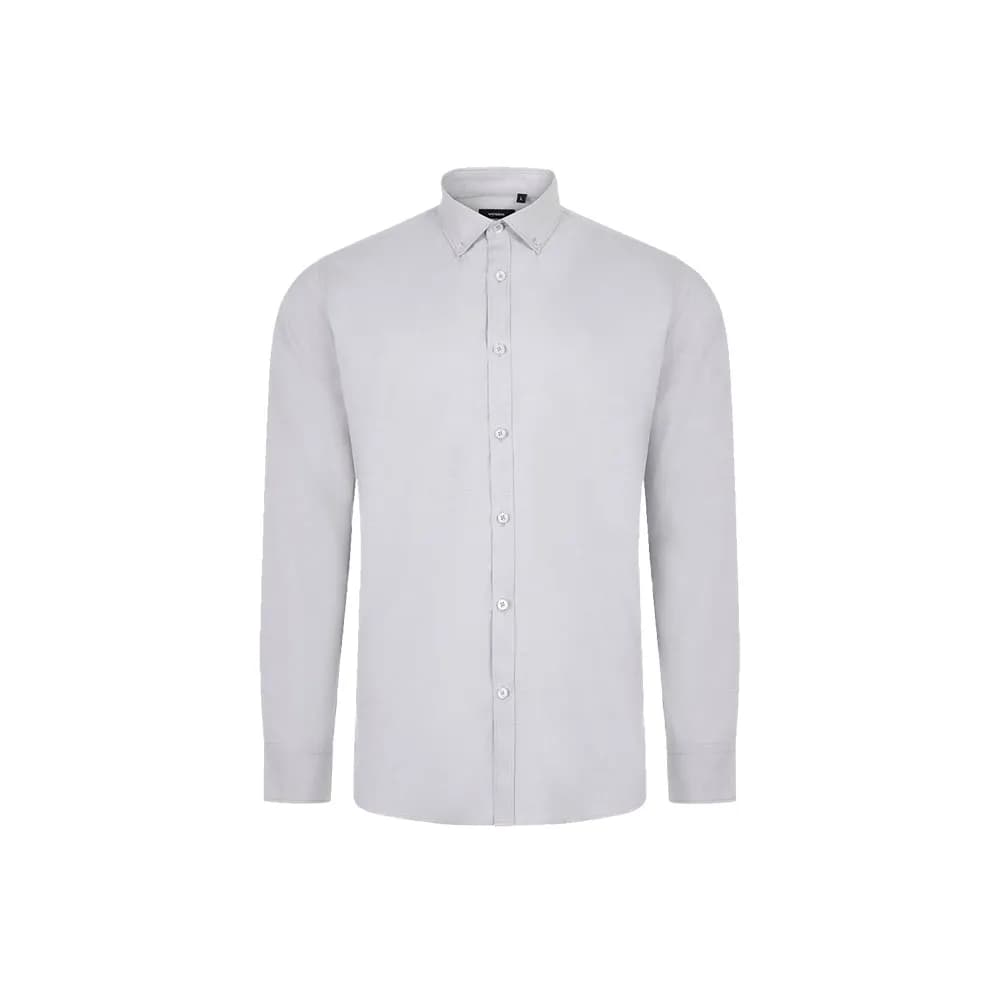 Hemd Oxford (180 g/m²) für Herren, aus Baumwolle (50 %), Polyester (45 %) und Elasthan (5 %) - VL PRITHVI MAN - Hellgrau