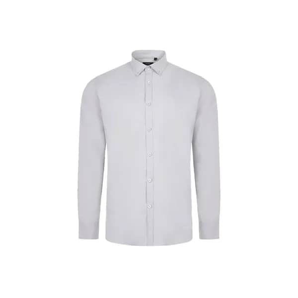 Hemd Oxford (180 g/m²) für Herren, aus Baumwolle (50 %), Polyester (45 %) und Elasthan (5 %) - VL PRITHVI MAN - Hellgrau