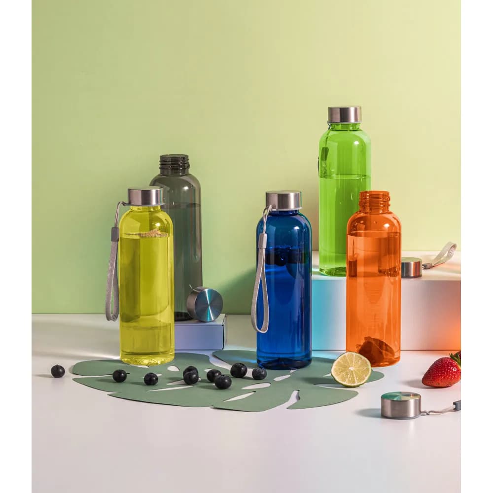 Trinkflasche (600ml) aus recyceltem PET (100% rPET) mit glänzender transluzenter Oberfläche - ENDERS M - Schwarz