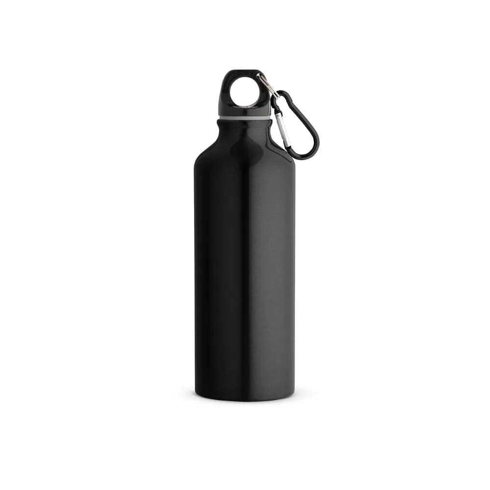 Flasche aus recyceltem Aluminium (100% rAL) 530 mL mit Karabiner - RE-LANDSCAPE M - Schwarz