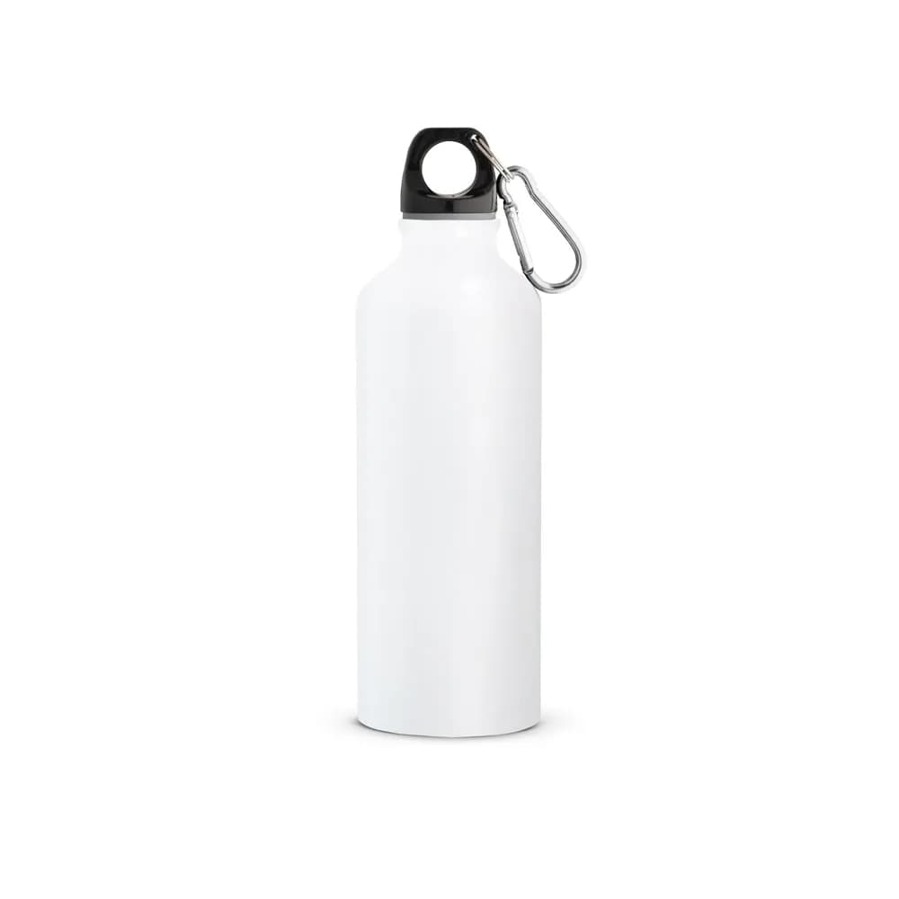Flasche aus recyceltem Aluminium (100% rAL) 530 mL mit Karabiner - RE-LANDSCAPE M - Weiß