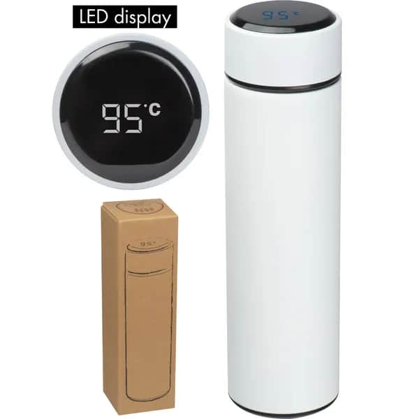 Vakuum Edelstahlflasche mit LED Temperaturanzeige WINSTON - schwarz