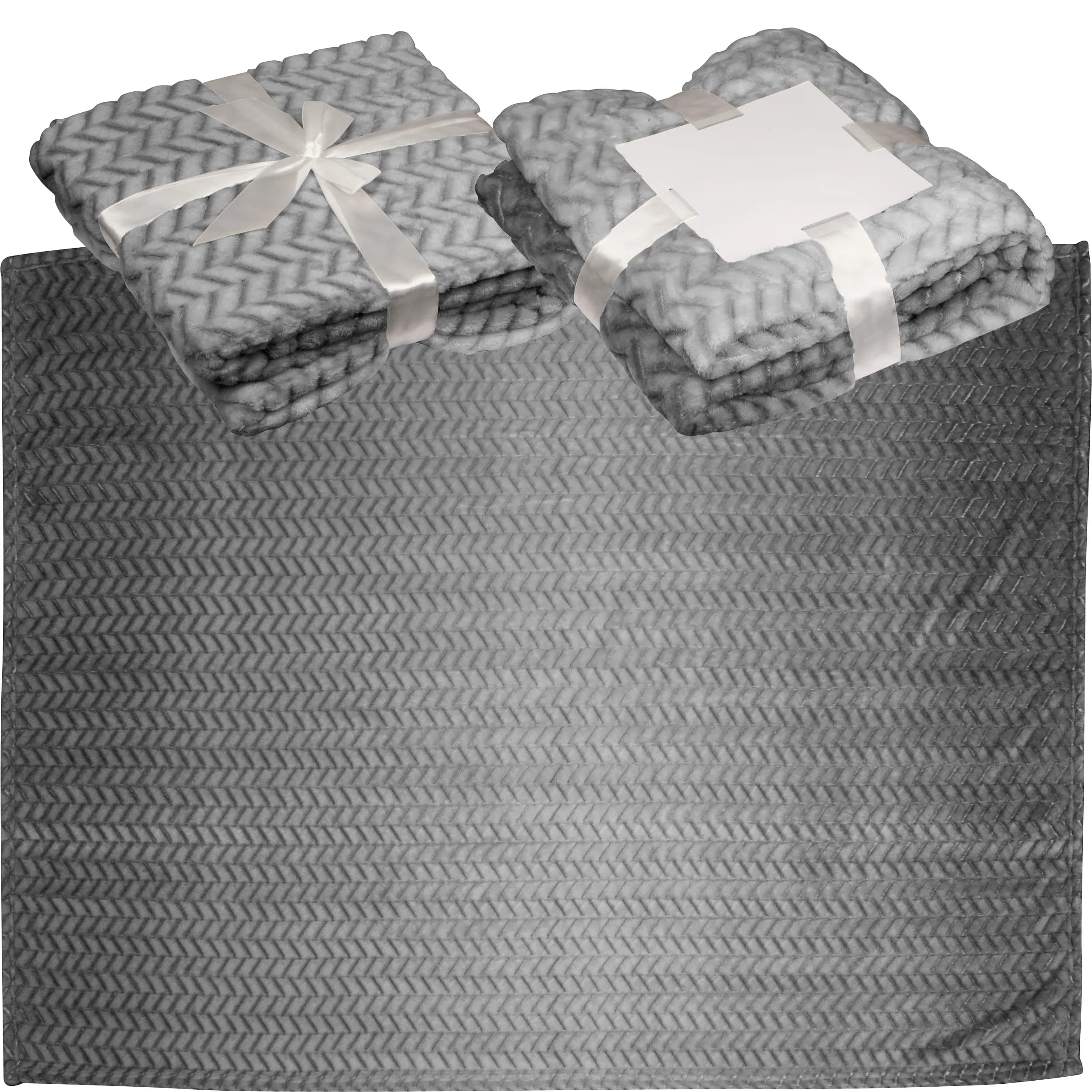 Große Kuscheldecke aus Flanellfleece DAMIANO - grau