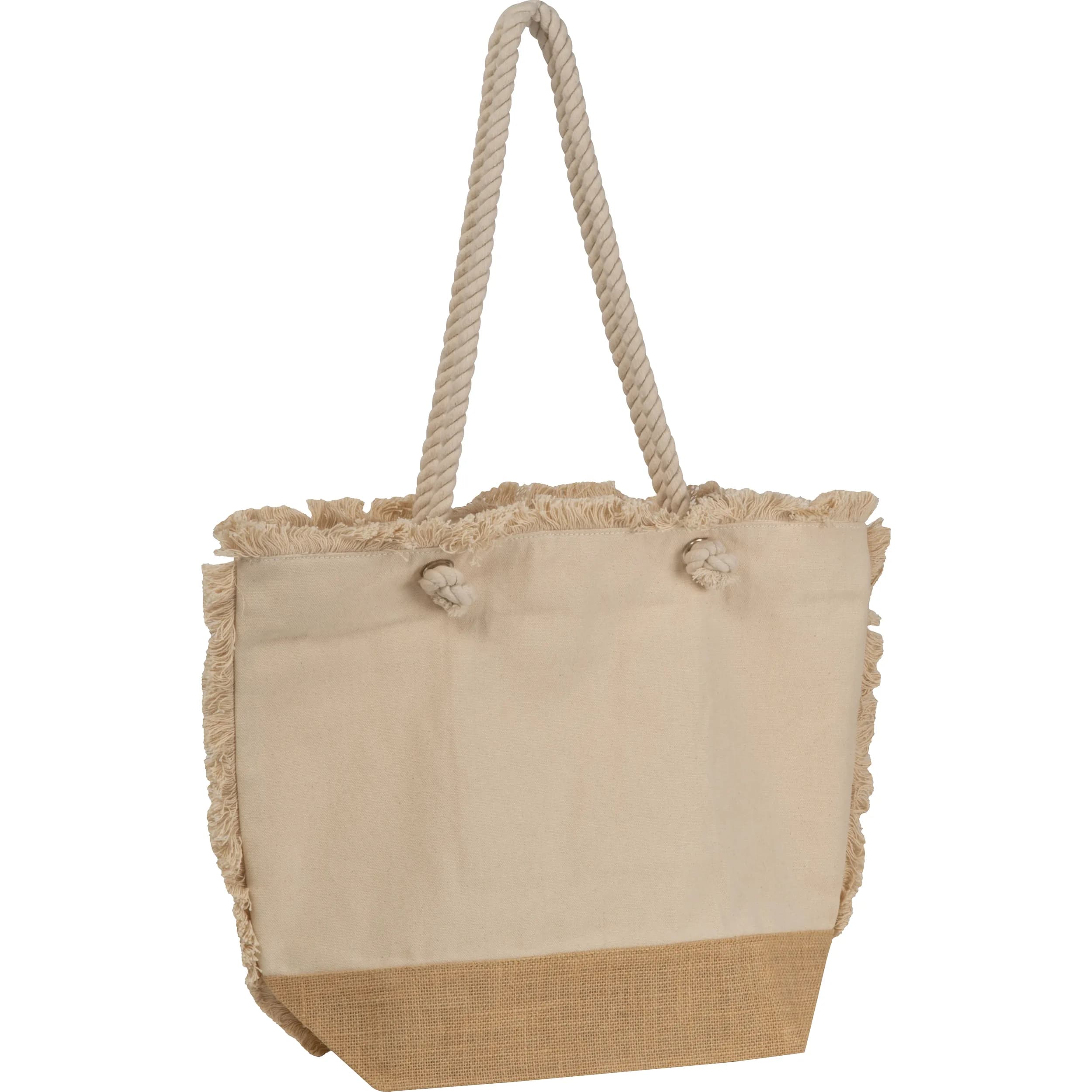 Strandtasche mit Juteboden und Fransen RICARDA - beige