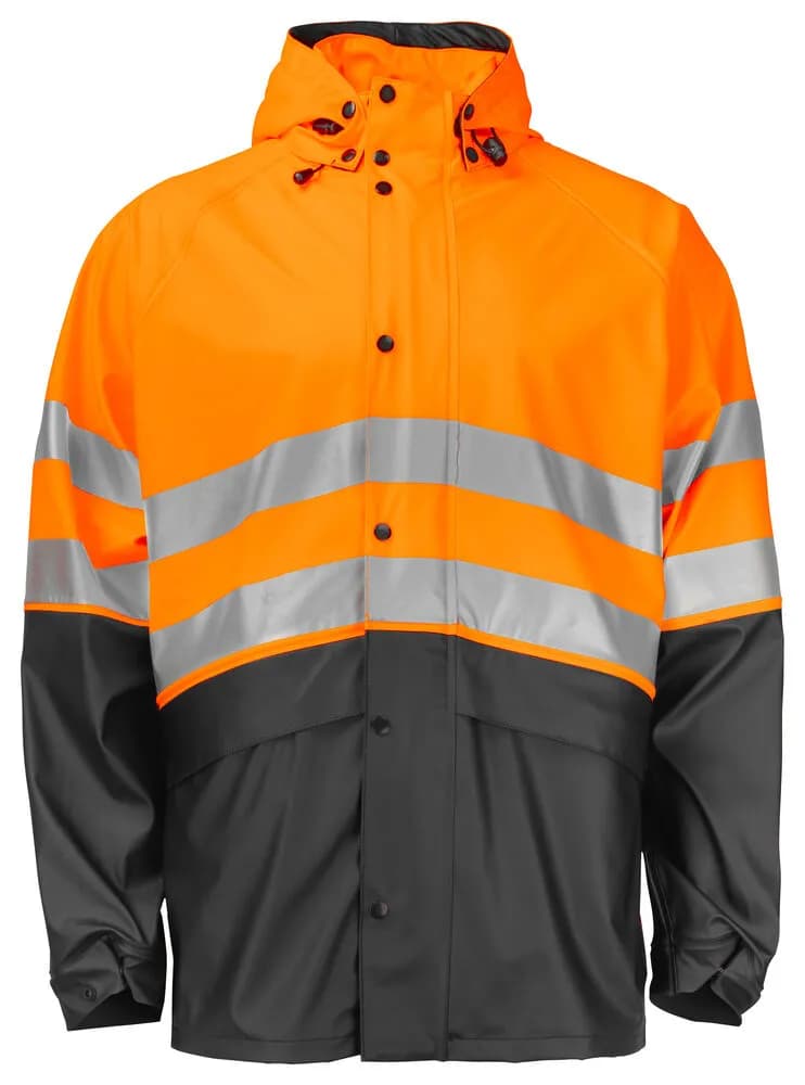 6431 REGENJACKE EN ISO 20471 KLASSE 3/2 - Orange/Schwarz
