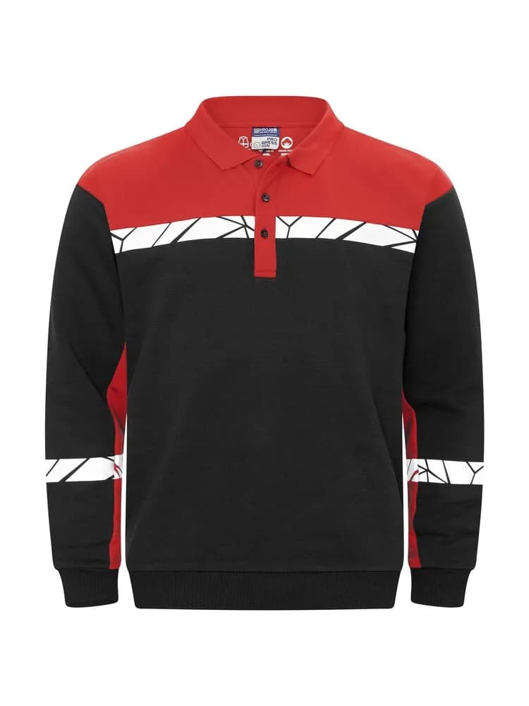 7100 POLO DA SWEATSHIRT - Schwarz/rot