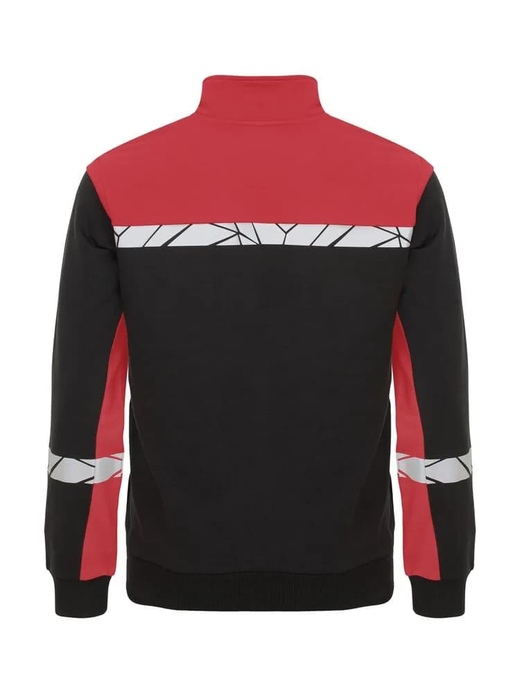 7102 SWEATSHIRT 1/2 ZIP - Schwarz/rot