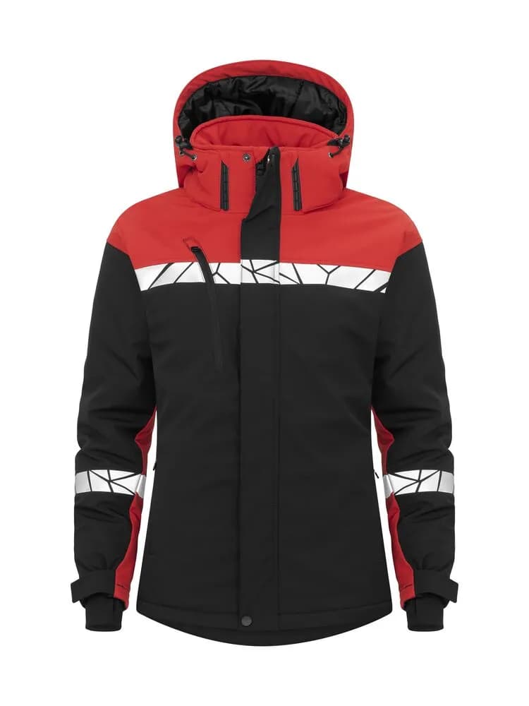 7418 WATTIERTE SOFTSHELL JACKE DAMEN - Schwarz/rot