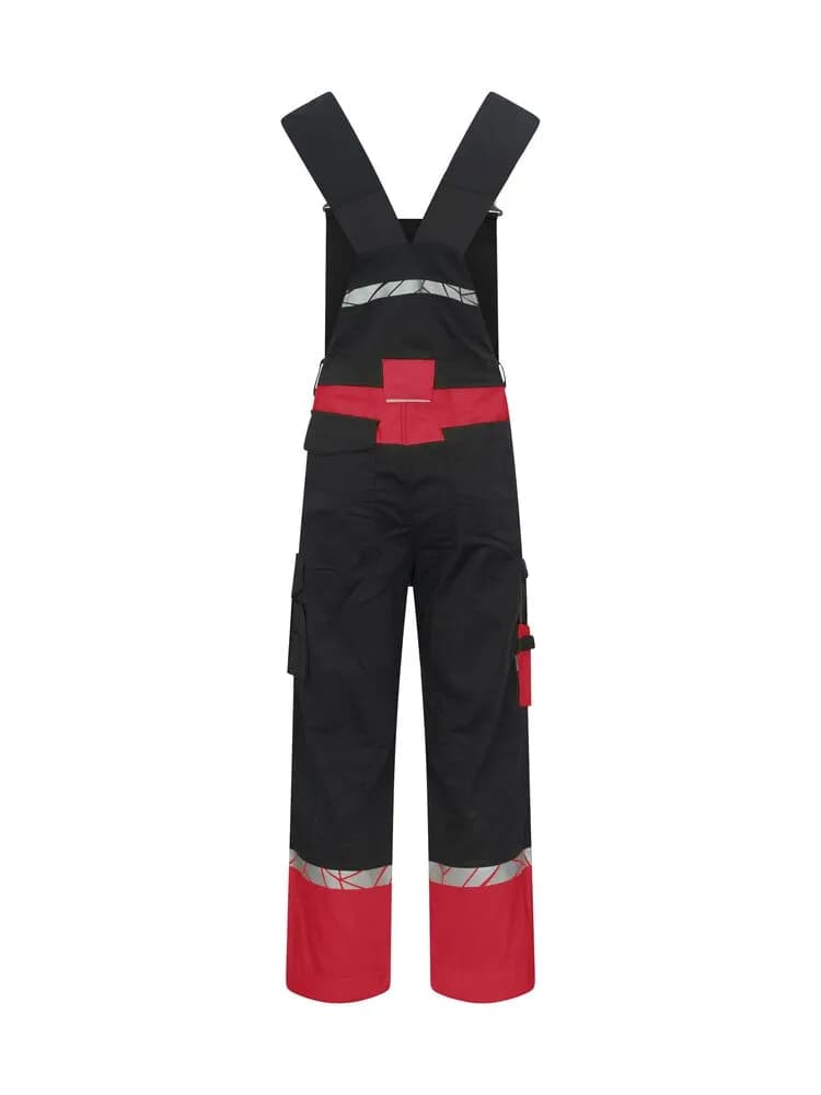 7600 LATZHOSE 9910-HOCHTSICHTBAR - Schwarz/rot