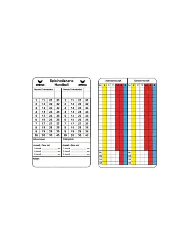 Spielnotizkarten Handball - diverse