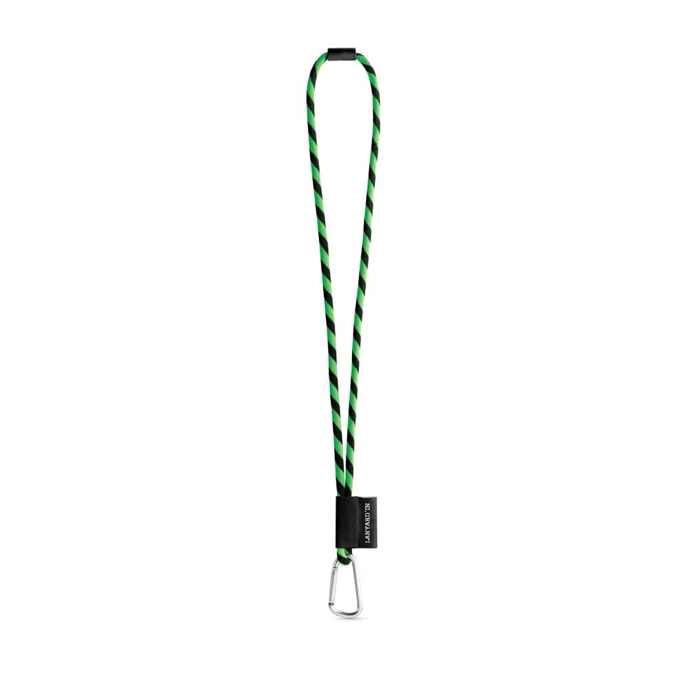 SET Lanyard Tube Long (Ø 7 mm) mit 55 mm D-förmigem Karabiner und Ø 7 mm Sicherheitsverschluss - 75089 - Grün Hexachrome