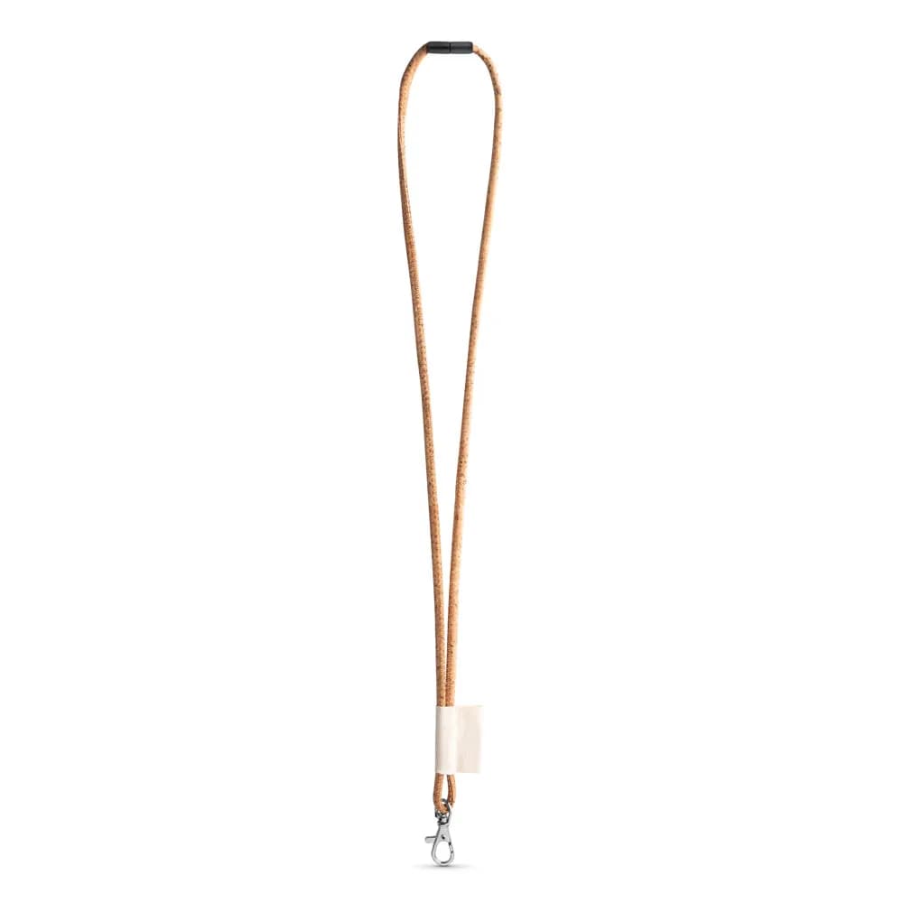 SET Lanyard CORK Long (Ø 5 mm) mit 9 mm Karabinerhaken und Ø 5 mm Sicherheitsverschluss - 75096 - Natur
