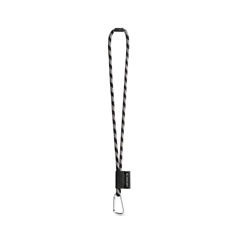 SET Lanyard Tube Long (Ø 7 mm) mit 55 mm D-förmigem Karabiner und Ø 7 mm Sicherheitsverschluss - Schwarz