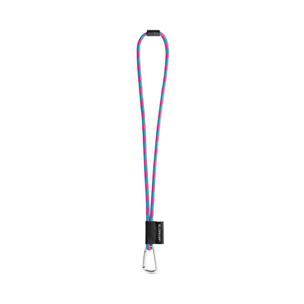 SET Lanyard Tube Long (Ø 7 mm) mit 55 mm D-förmigem Karabiner und Ø 7 mm Sicherheitsverschluss - Rosa Hexachrome