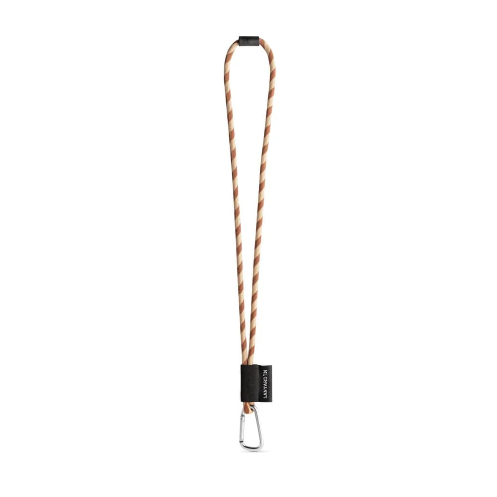 SET Lanyard Tube Long (Ø 7 mm) mit 55 mm D-förmigem Karabiner und Ø 7 mm Sicherheitsverschluss - Braun