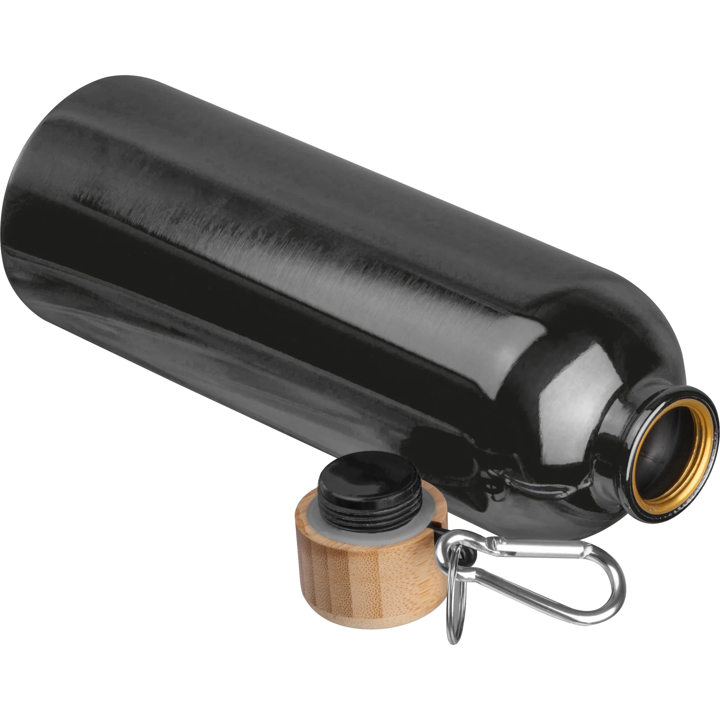 Edelstahltrinkflasche mit Karabiner, 750ml RUTH - schwarz