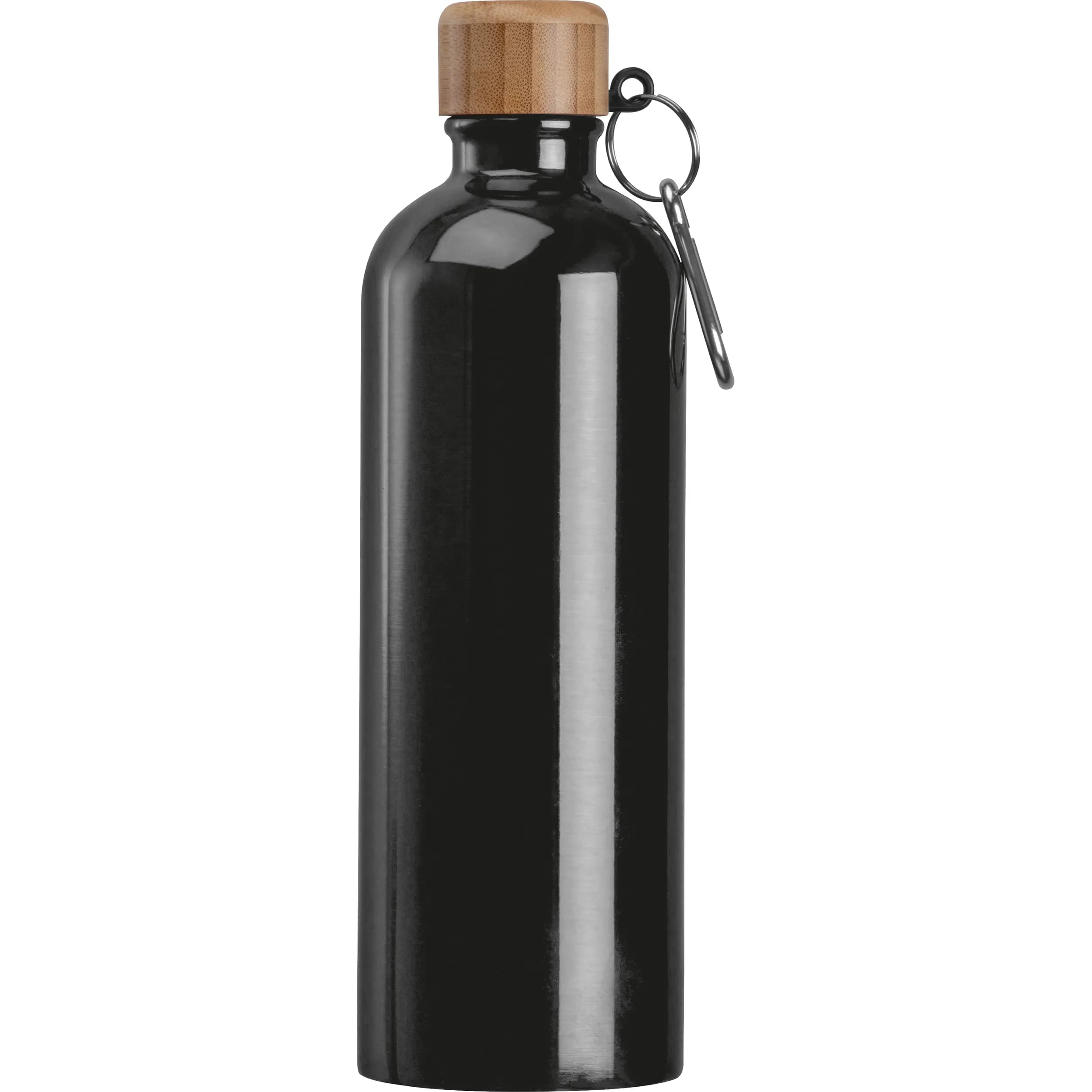 Edelstahltrinkflasche mit Karabiner, 750ml RUTH - schwarz