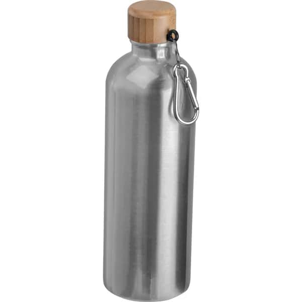 Edelstahltrinkflasche mit Karabiner, 750ml RUTH - grau