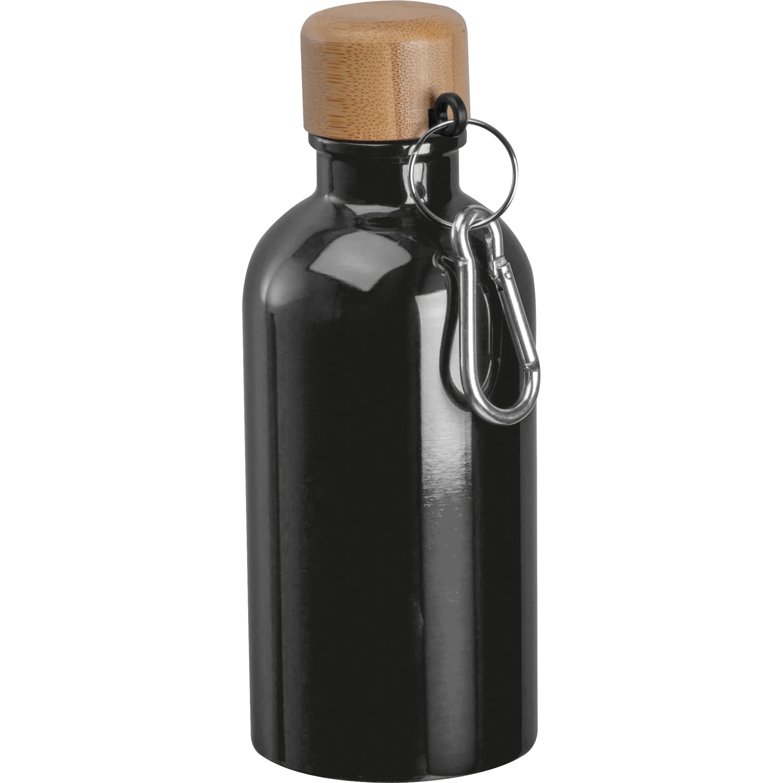 Edelstahltrinkflasche mit Karabiner, 400ml MARILYN - schwarz