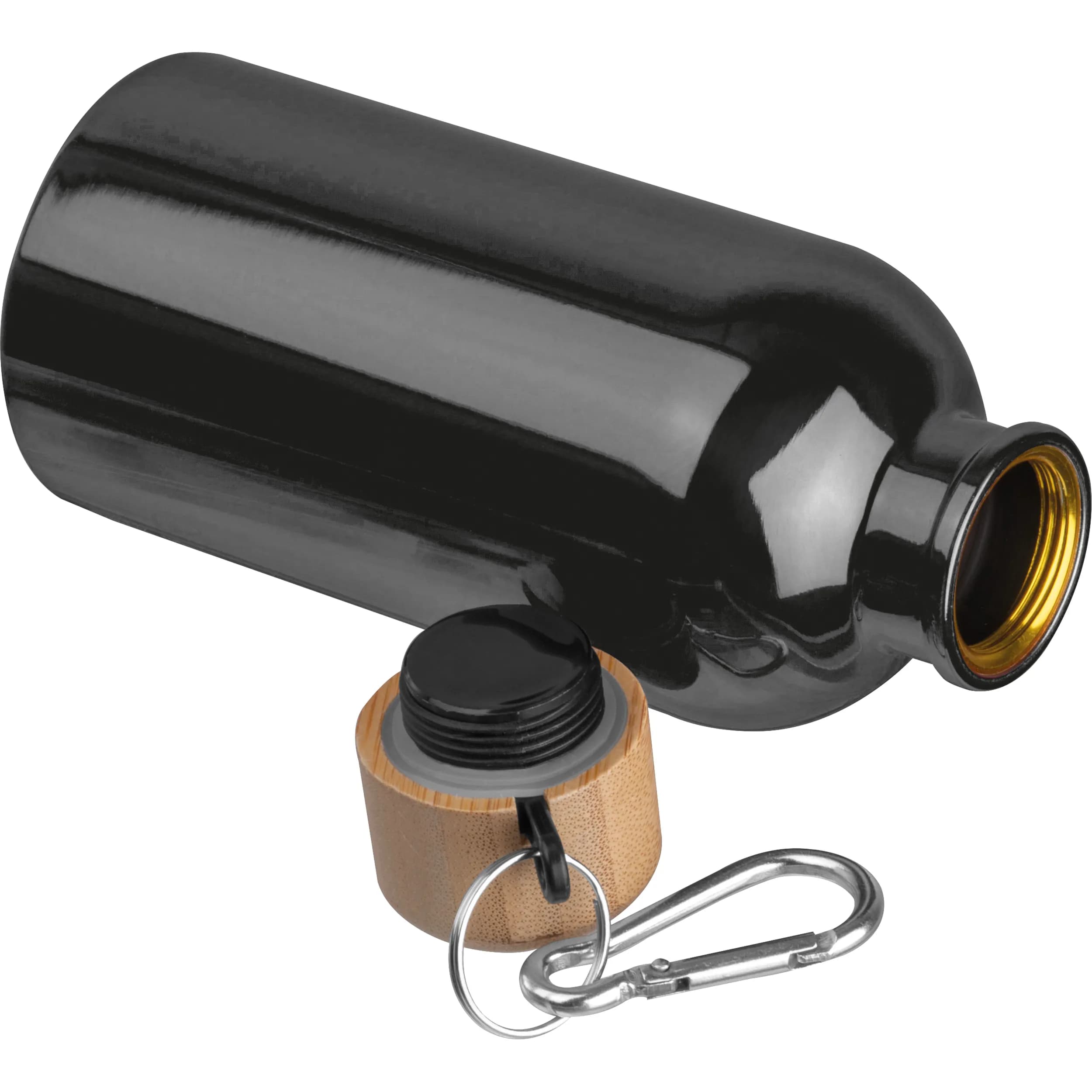 Edelstahltrinkflasche mit Karabiner, 400ml MARILYN - schwarz
