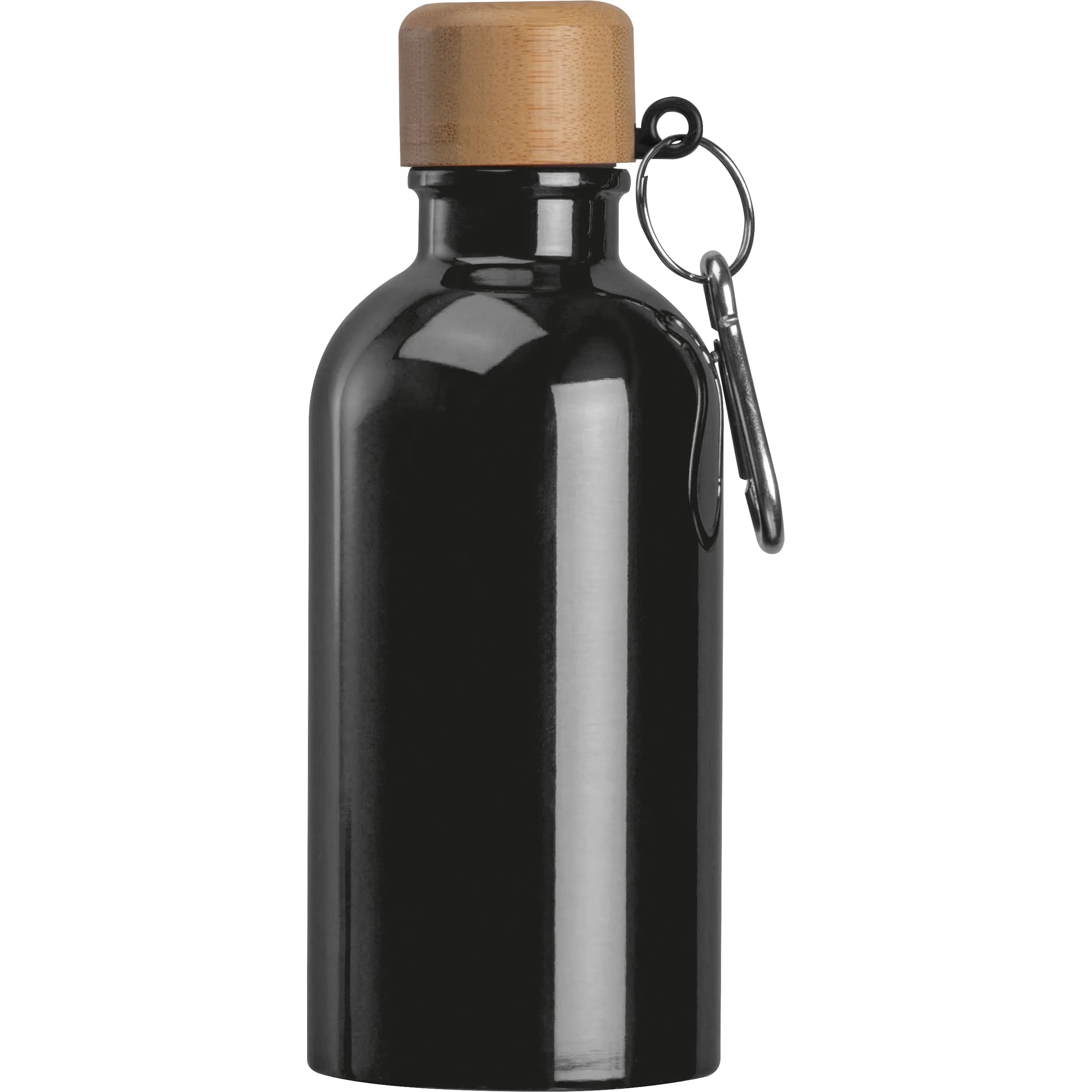 Edelstahltrinkflasche mit Karabiner, 400ml MARILYN - schwarz